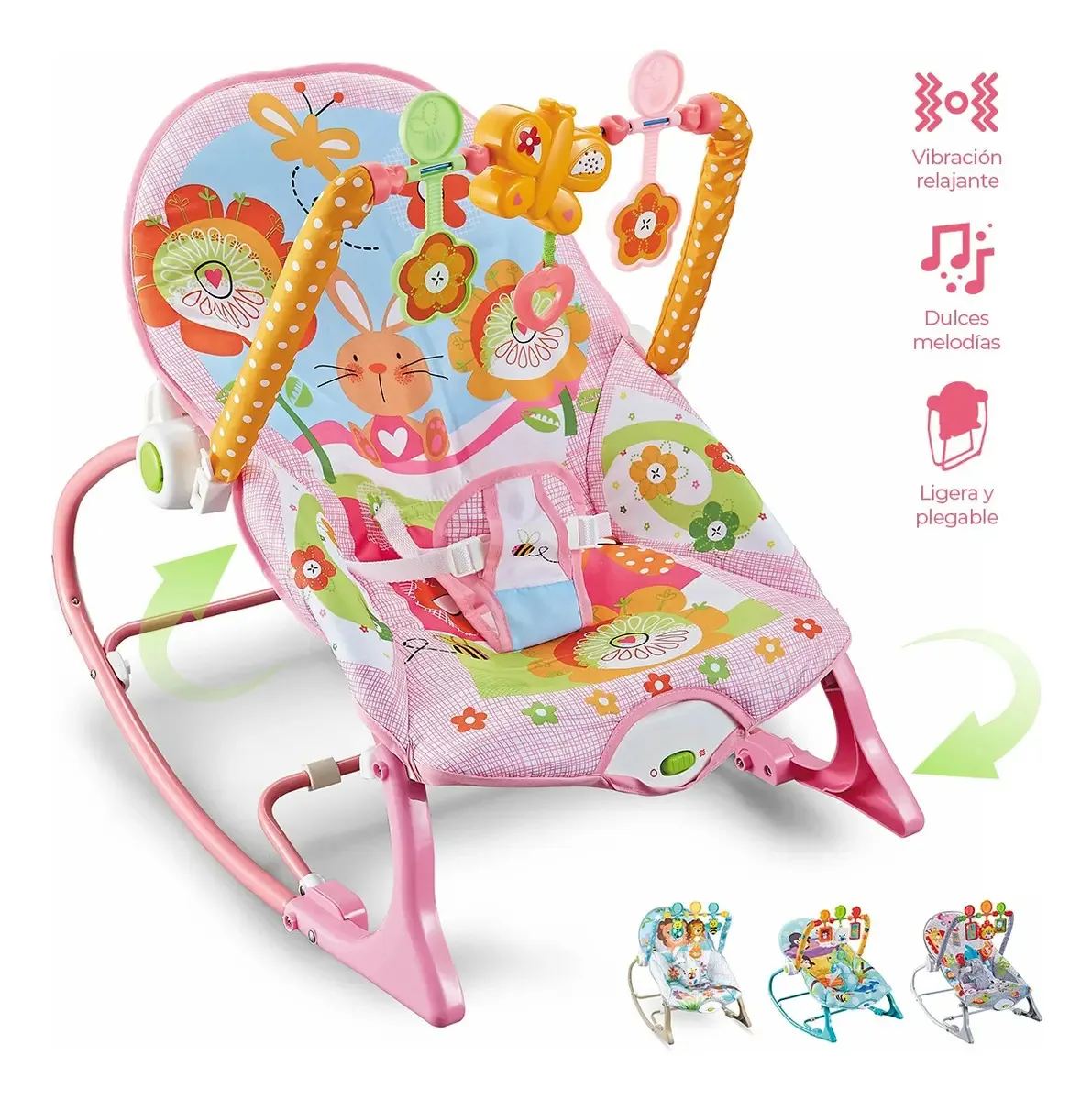 Cadeira de balanço elétrica Kwala Rocker para bebê rosa
