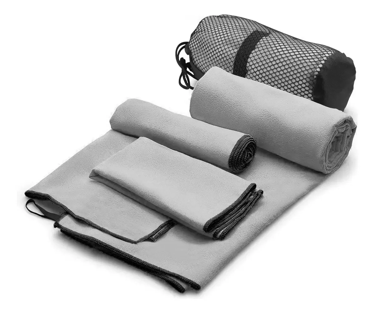 Toalhas Microfibra 3pack Secagem Rápida e Suave Cinza