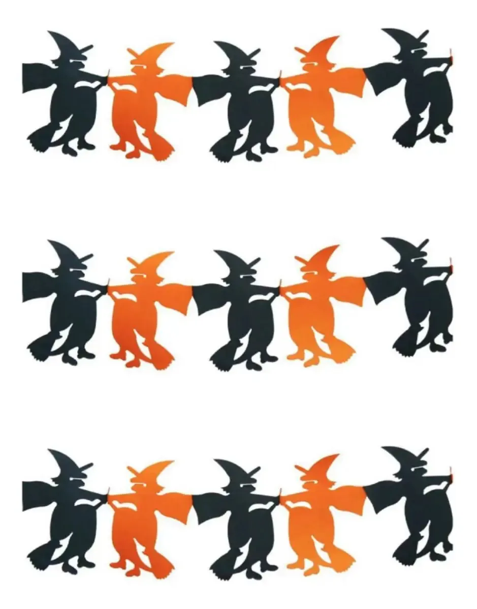 Pacote: 3 guirlandas decorativas, festa de Halloween, enfeite de bruxa, 2 m