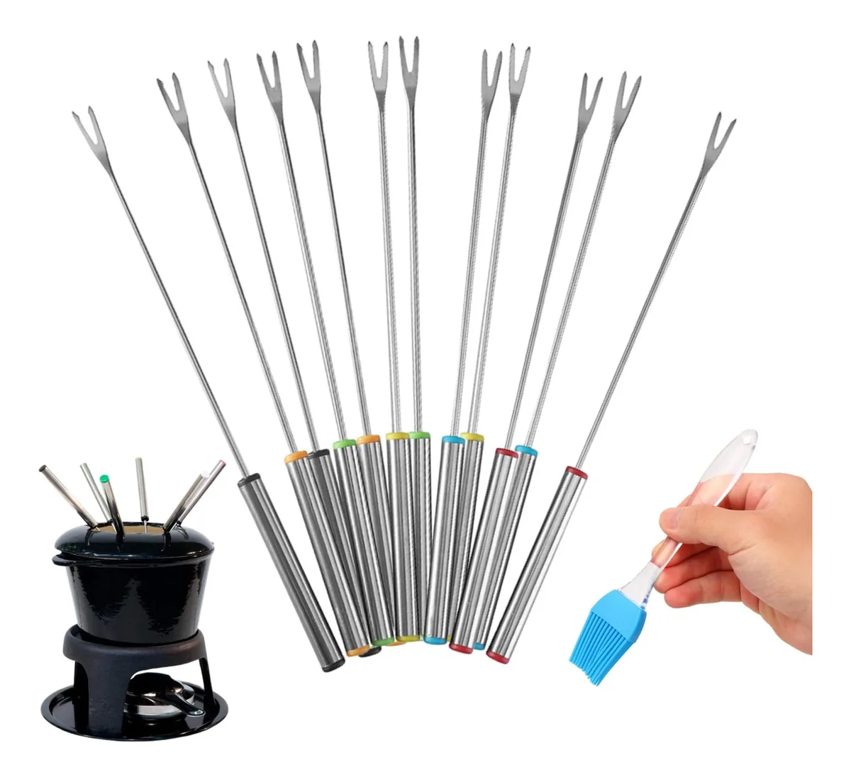 Garfos de fondue de aço inoxidável pesados de 24 cm