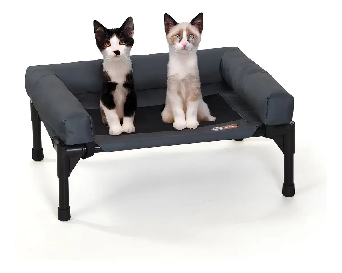 K&h Pet Products Bolster - Cama elevada para cães para Int. Cor de carbono/malha preta