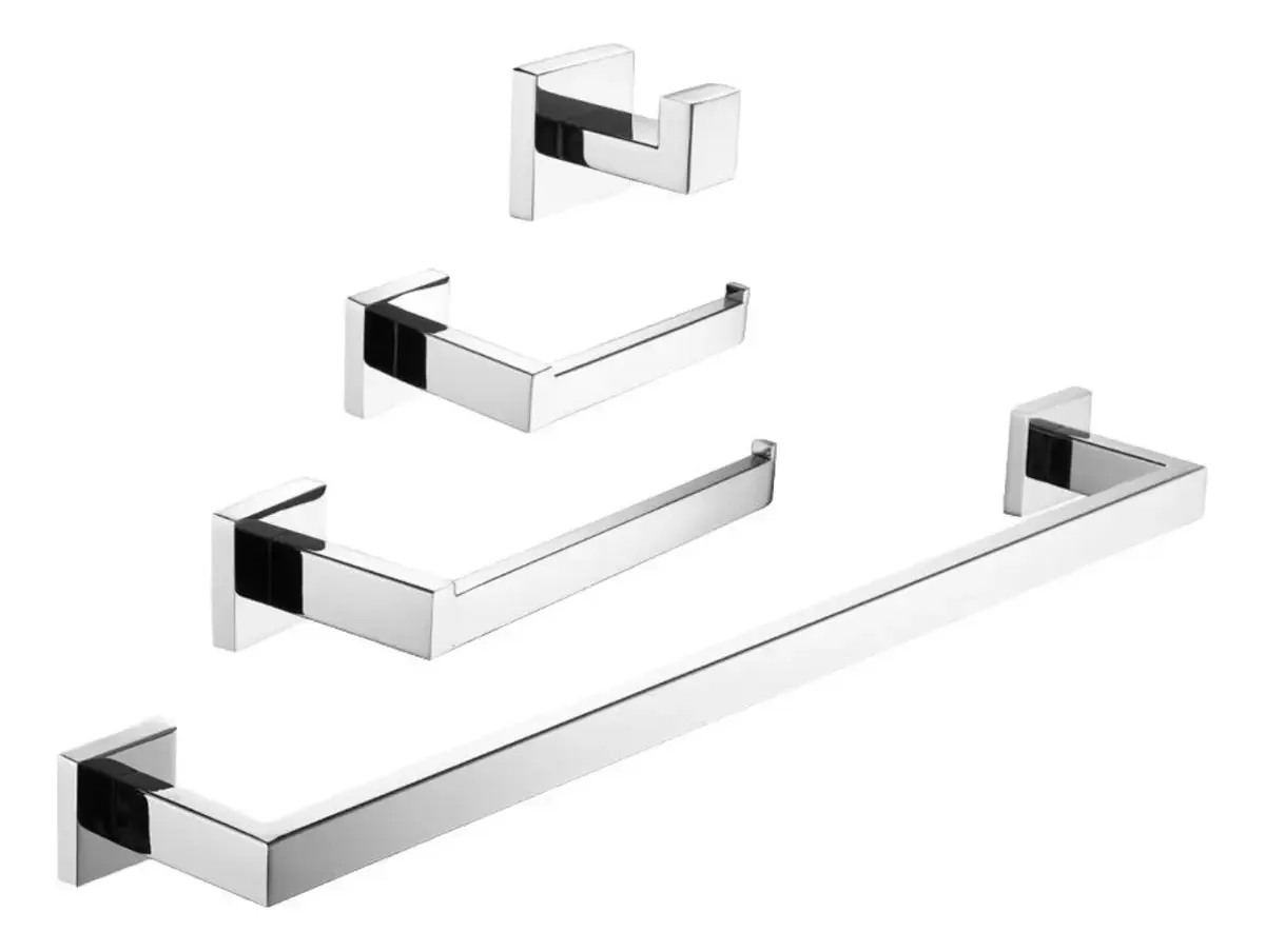 Conjunto mínimo de acessórios de banheiro, 4 peças Maxims 96004 Chrome, conjunto de banheiro, acessórios de banheiro. Suporte de toalha. Suporte Rollo.