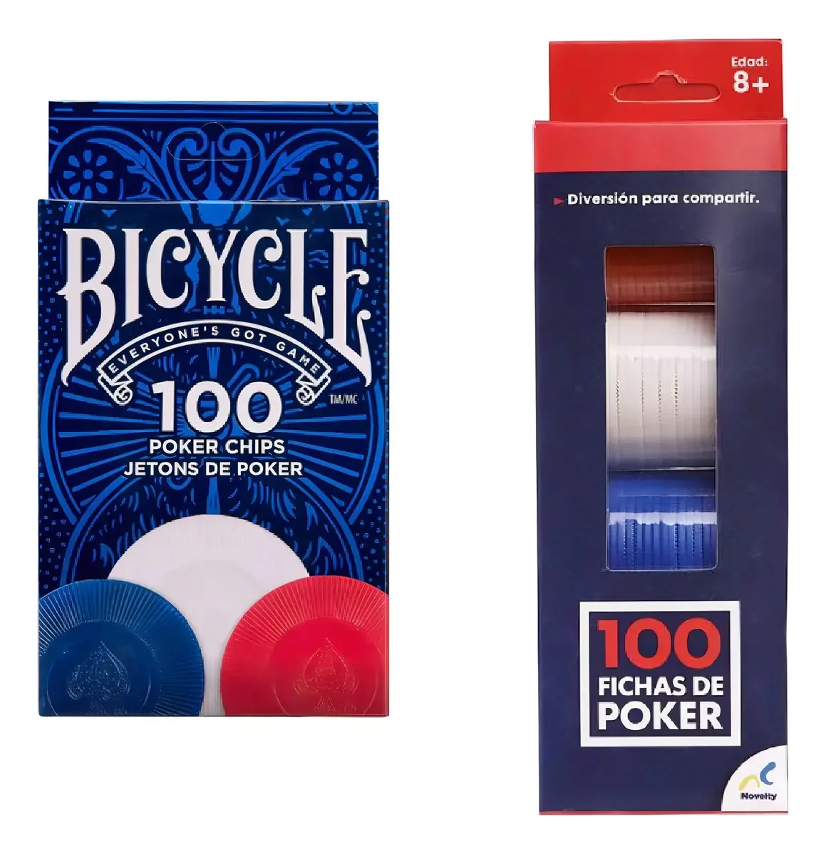 200 fichas de pôquer 100 bicicletas + 100 fichas