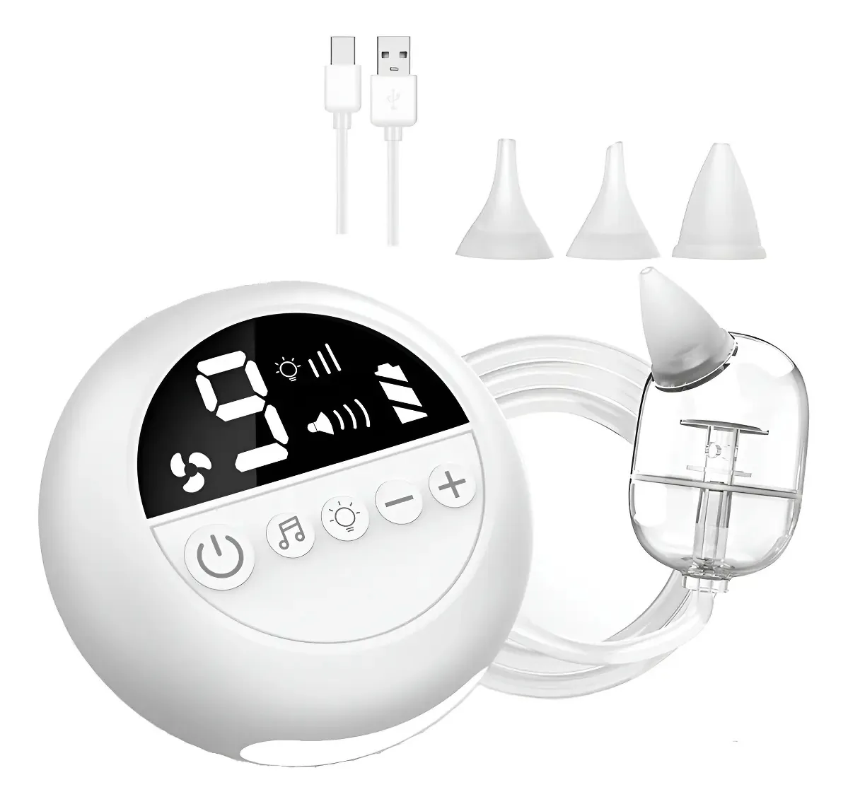 Aspirador Nasal Elétrico NEWQ para Bebê com 3 Pontas de Silicone