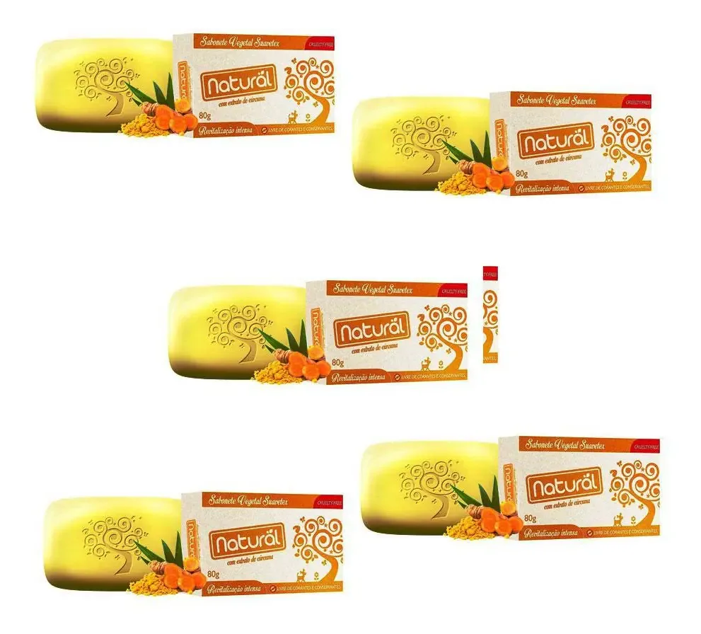 Kit Com 5 Sabonetes De Açafrão Vegano 80g