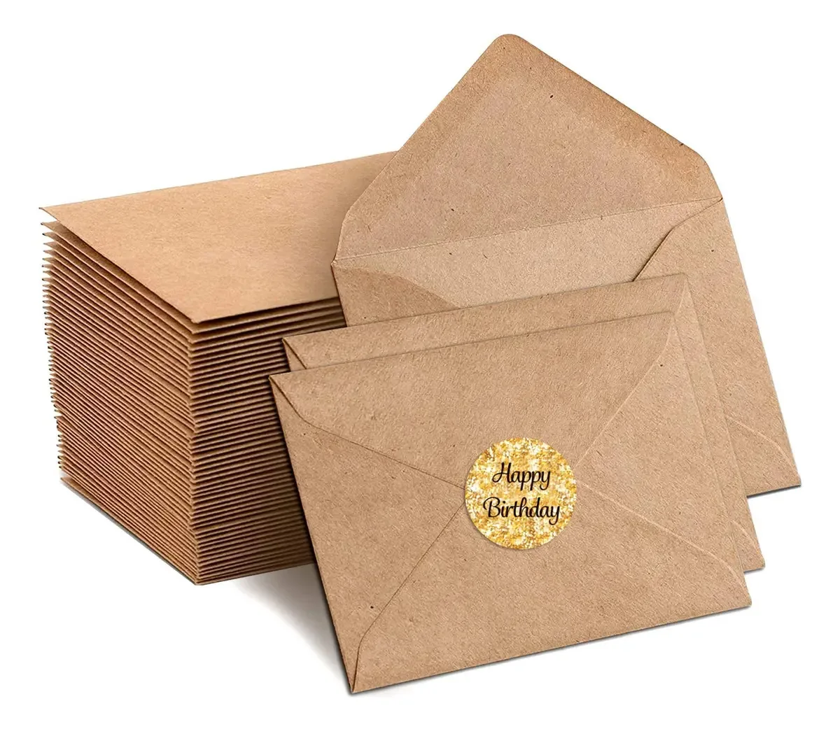 Pacote De 100 Envelopes Kraft Marrons Para Convites