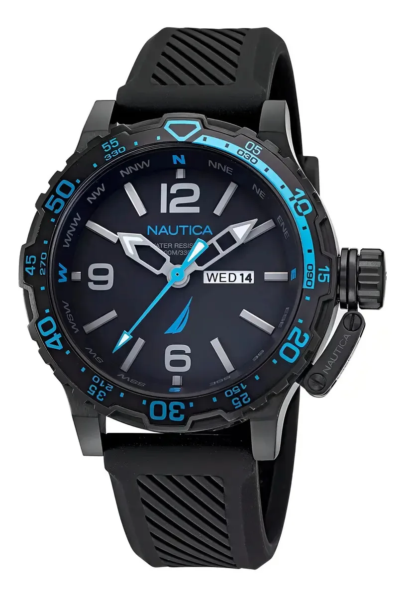 Relógio masculino Nautica Glenrock Lagoon Napglf116 - preto
