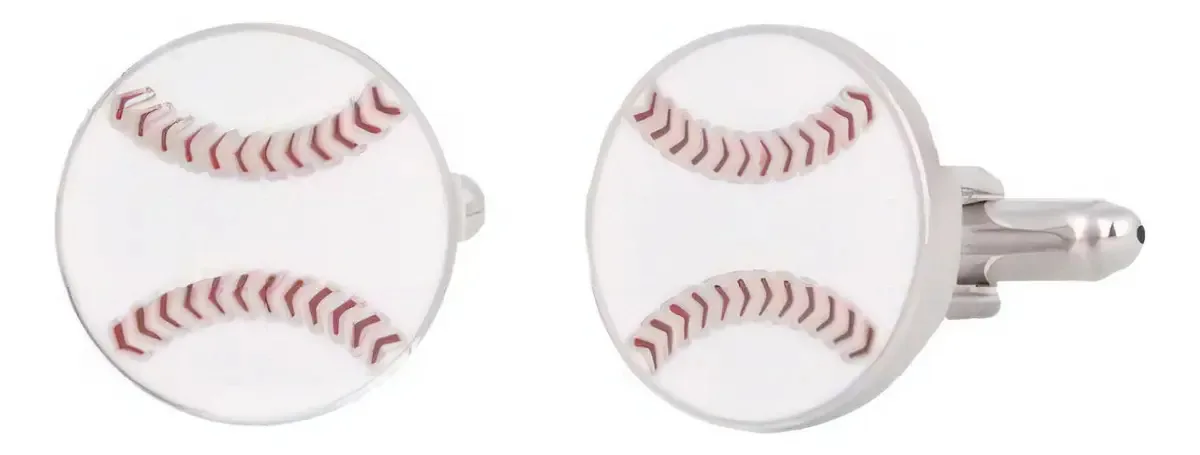 Abotoaduras Vstone Base Ball, cor branca