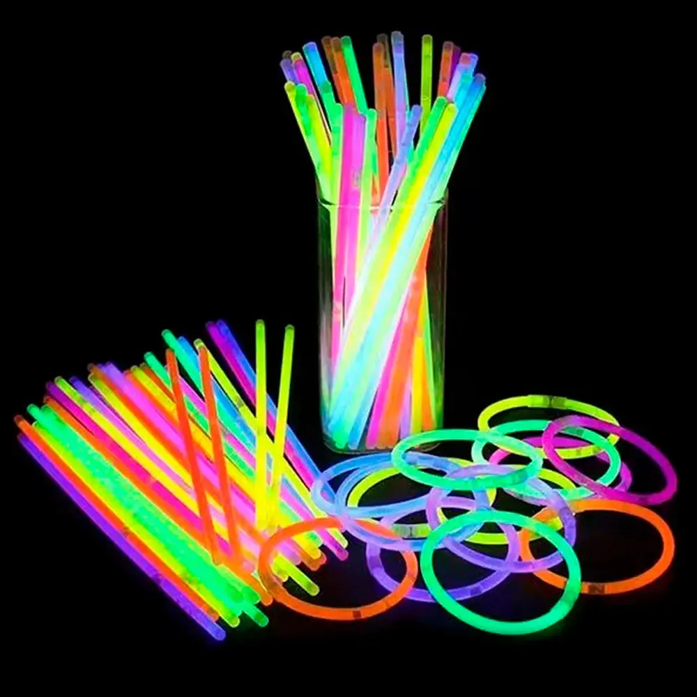 Pulseiras luminosas químicas de néon Fiesta Cotillon Ziyen X50, cor azul