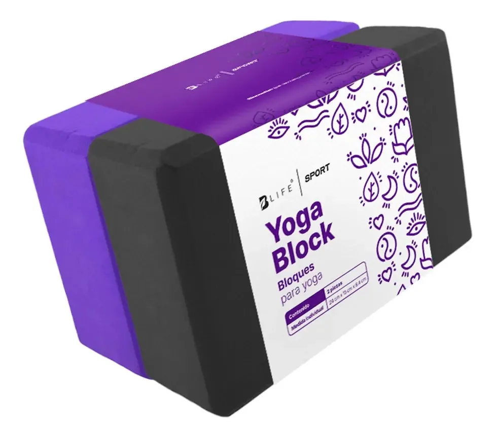 Conjunto de blocos de ioga de 2 blocos para Yoga B Life em preto e roxo