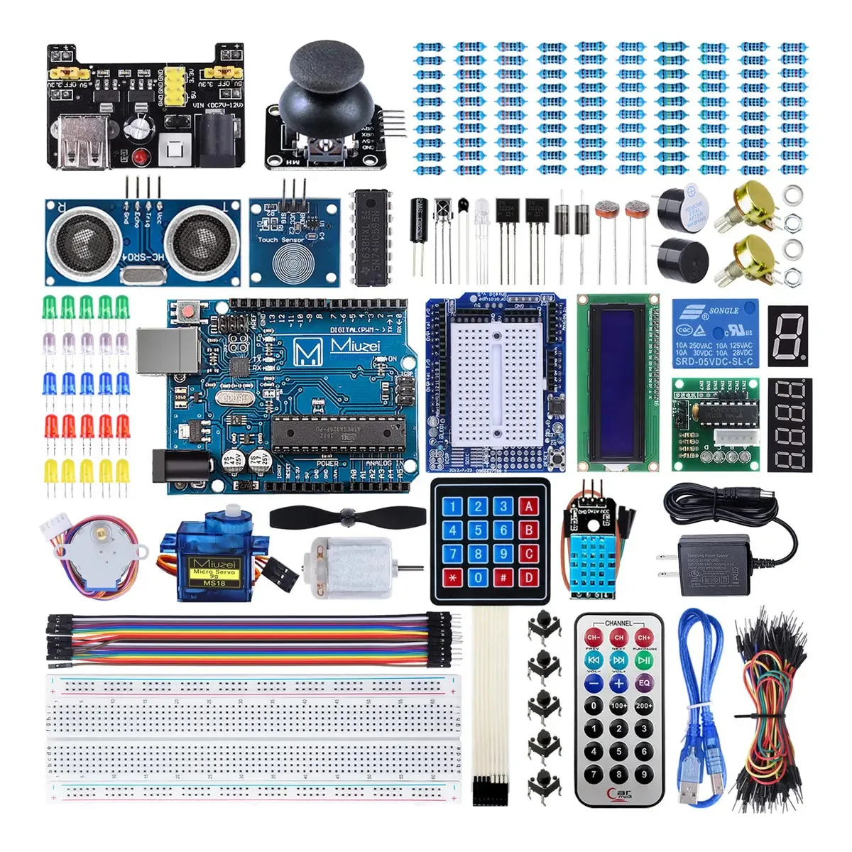 Kit inicial para projetos Arduino com microcontrolador e