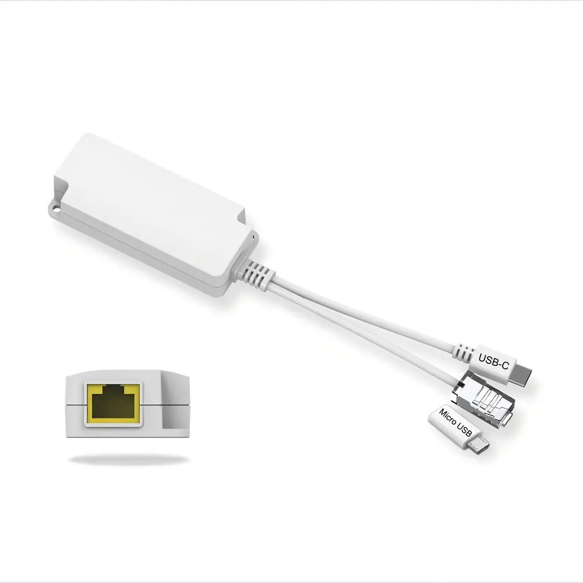 Divisor Poe 5v2.5a Adaptador Poe A Usb C/Micro Usb 2 em 1, I