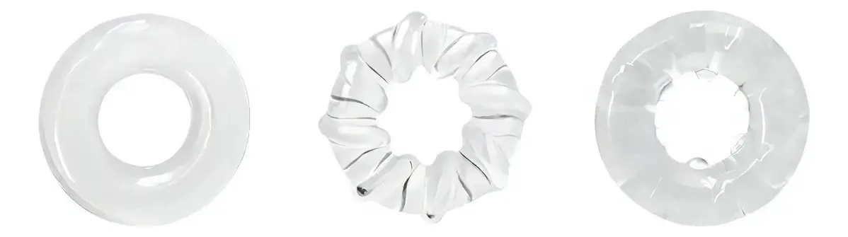 Conjunto de anéis de pênis de silicone de 3 peças Dyno Rings - branco