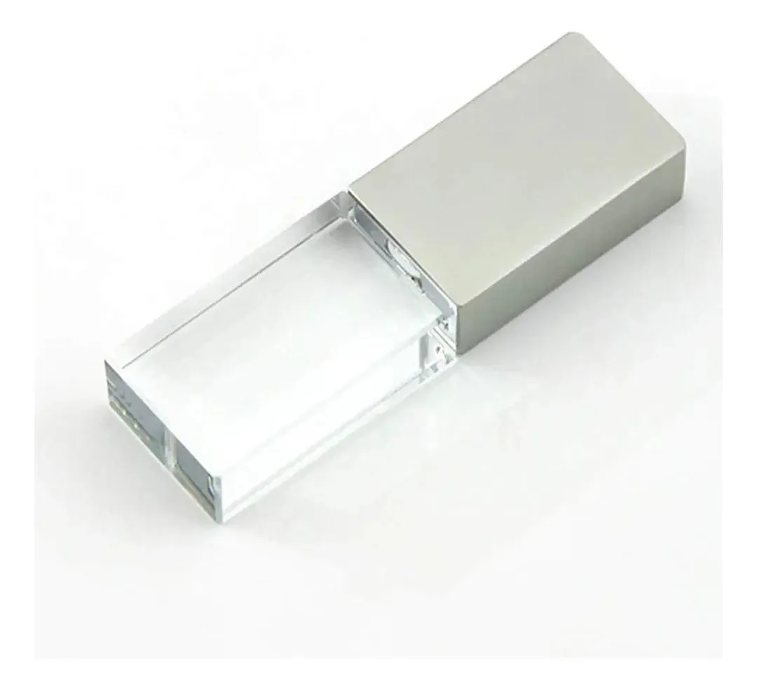 32 Gb Usb 2.0 Led Flash Drive Vidro Transparente Pen Drive Memory Stick Unidades Pendrive, 64gb