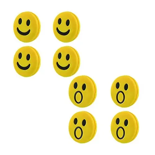 Borracha de silicone sorridente Acxico de 8 peças para tênis, amortecedor de vibrações e amortecedor (4 amarelos sorridentes e 4 amarelos surpresa)