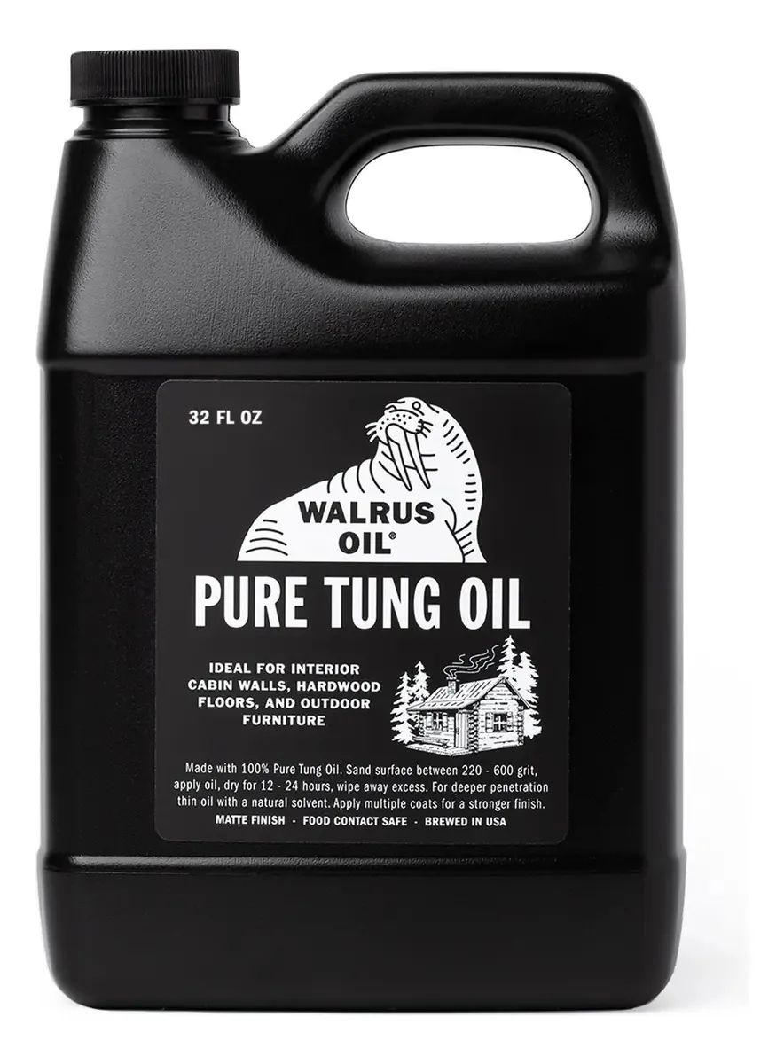 Walrus Oil - Óleo de Tungue Puro, Para Qualquer Projeto de Marcenaria, Pisos de Madeira, Móveis Externos e Muito Mais. Vegano, Jarro de 32 Onças