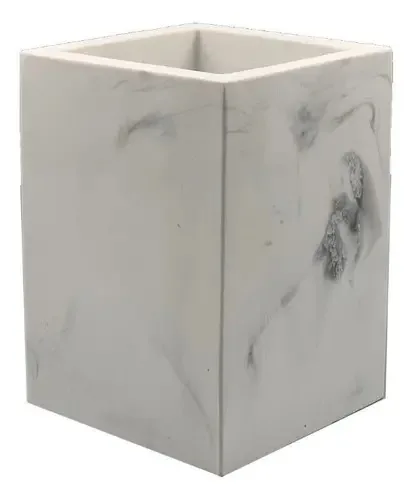 Copo porta-escovas de dentes de cerâmica 10x7,5 cm, cor de mármore