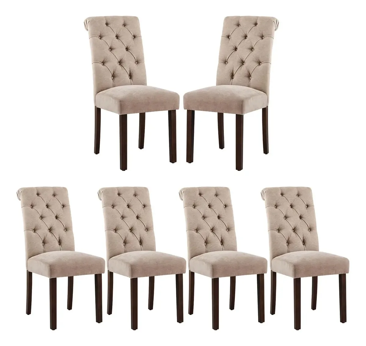 Conjunto Colamy de 6 cadeiras de jantar curvas, cadeiras de jantar, cadeiras de jantar