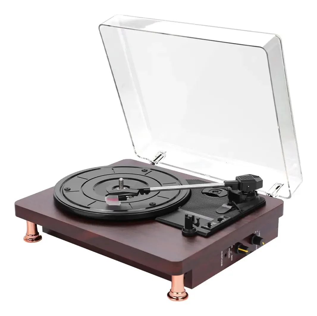 Kesntto Toca-discos de Vinil, Maleta Portátil Vintage com Alto-falantes, Toca-discos de Vinil, Toca-discos Portátil de 3 Velocidades com Bluetooth, Ji