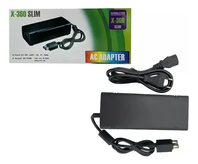 Fonte de alimentação CTpower Slim para Xbox 360, adaptador AC, carregador Brick com cabo para Xbox 360 Slim