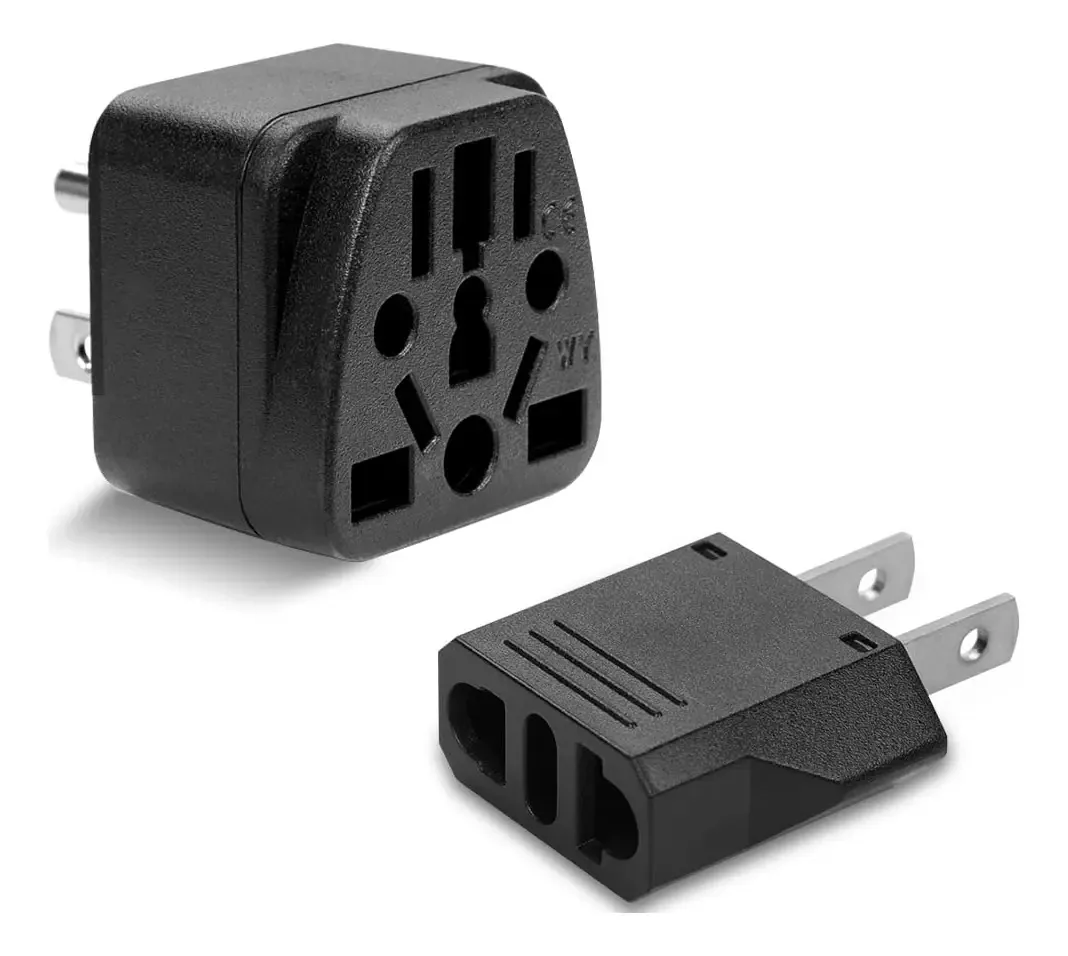 Pacote De 2 Adaptadores De Tomada Dos EUA Para Europa