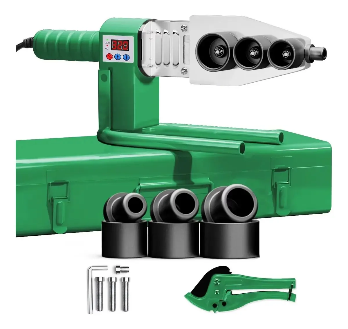 Kit termofusível de 1000 W com display digital, 3 dados e tesoura