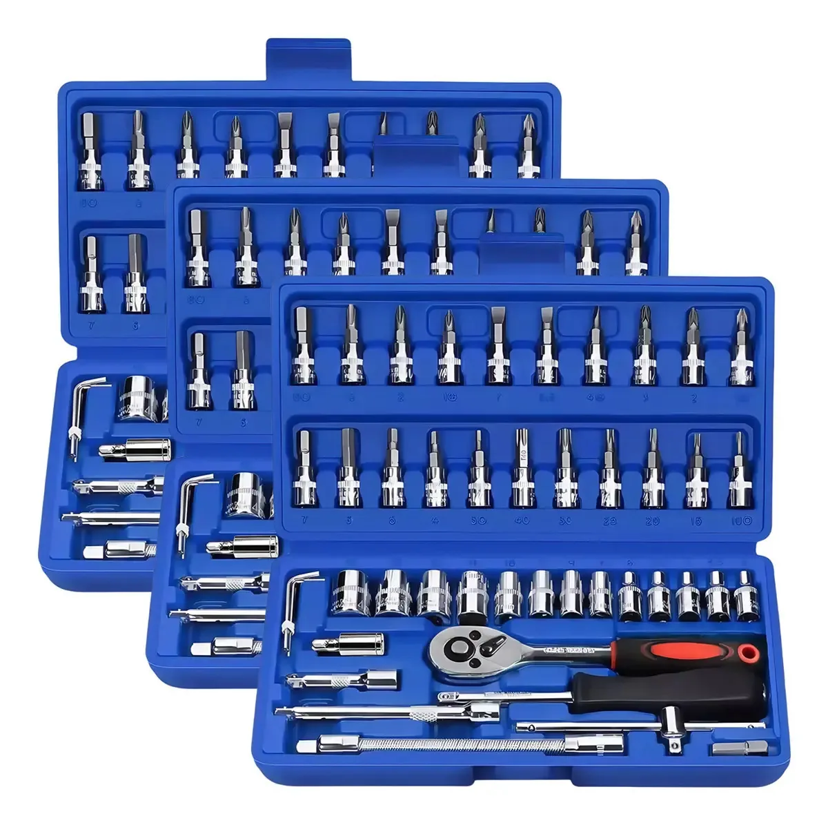 Conjunto de ferramentas manuais mecânicas Dado, 3 caixas, azul
