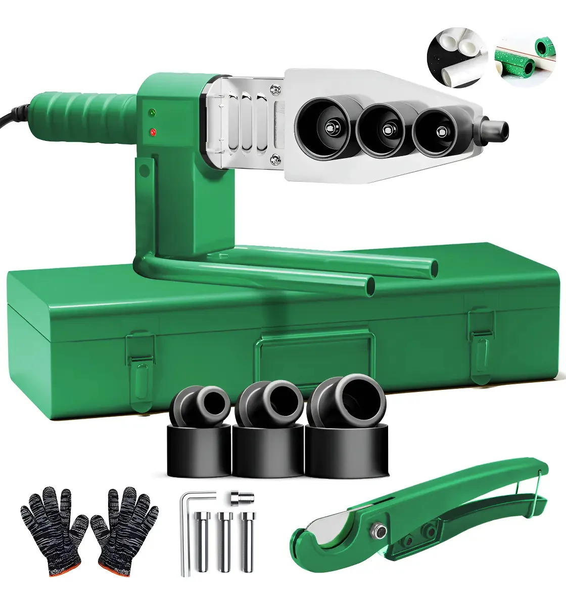Kit de fusão a quente com 3 dados, termofusor de 20 mm a 32 mm, 1000 w, ferramentas de solda de tubo de água de plástico para PE/PPR/PB/PVDF/HDPE/PVC