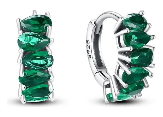 Brincos de argola Brincos de prata S925 com zircônia azul