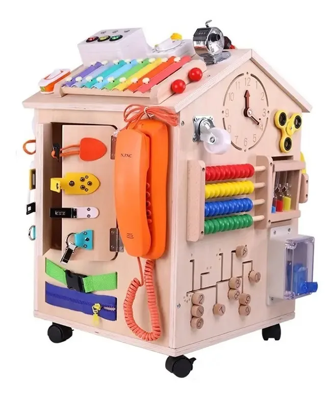 Cubo educacional de madeira de café Montessori