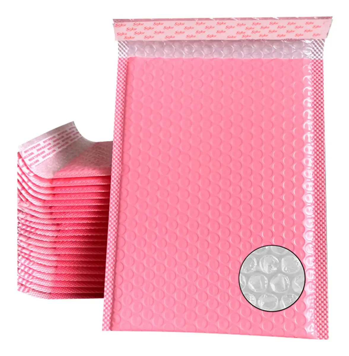 25 amostras de envelopes de bolhas impermeáveis, 20x25 cm, rosa