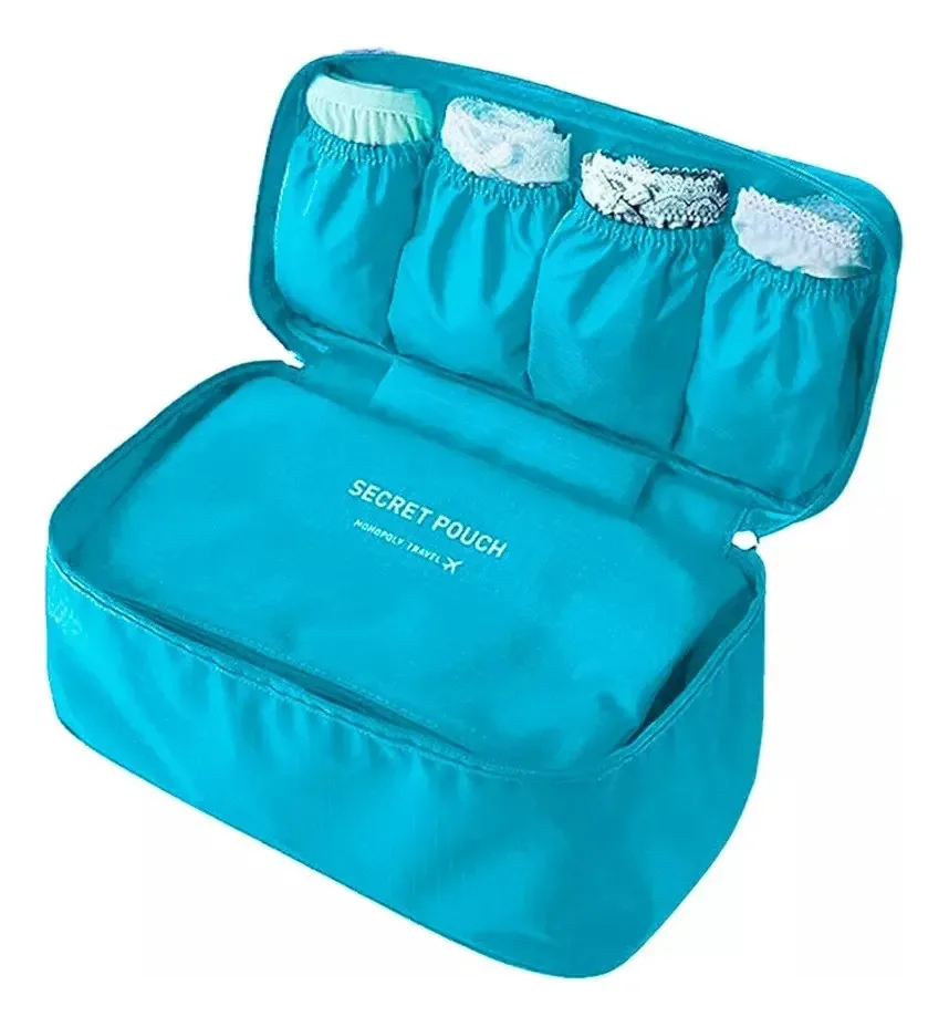 Organizador de roupa íntima de viagem, bolso removível, mala, cor: azul