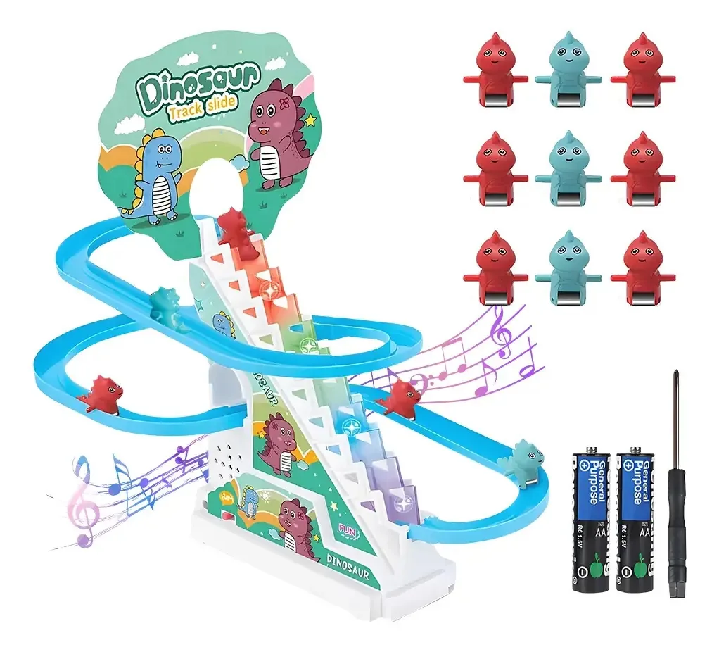 Brinquedo infantil Dinosaur Duck Ladder Track com música colorida