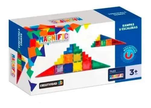 Magníficos blocos magnéticos, rampas e escadas de construção, 8 peças, azulejos