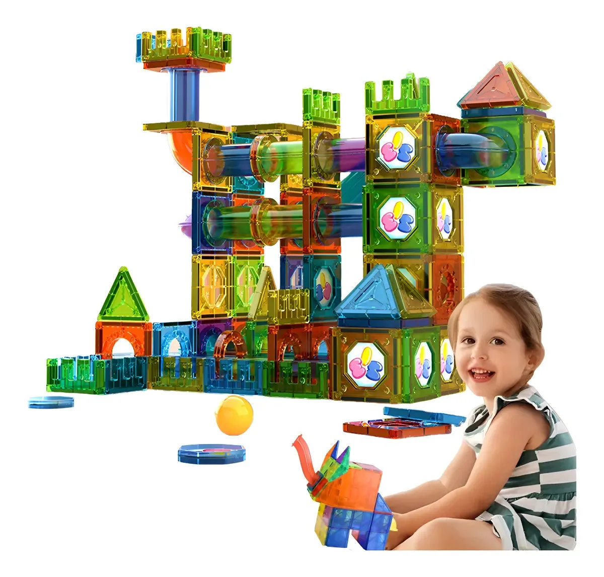 Blocos magnéticos, brinquedos de construção, ímãs infantis, 200 unidades