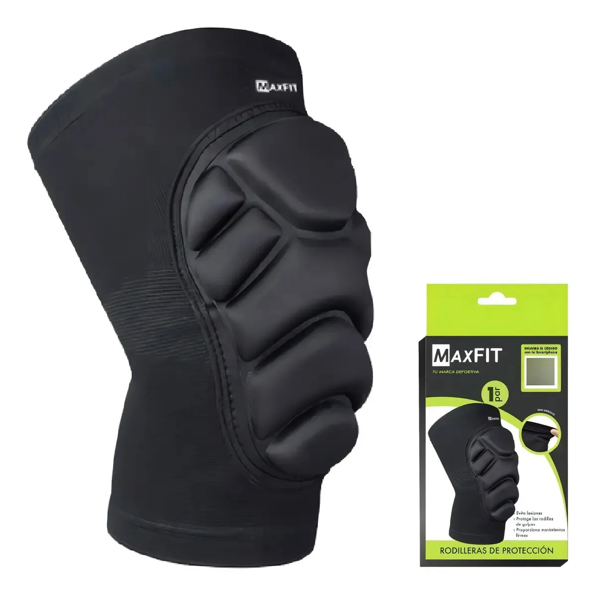 1 par de joelheiras esportivas protetoras Maxfit Hx920 plus size pretas