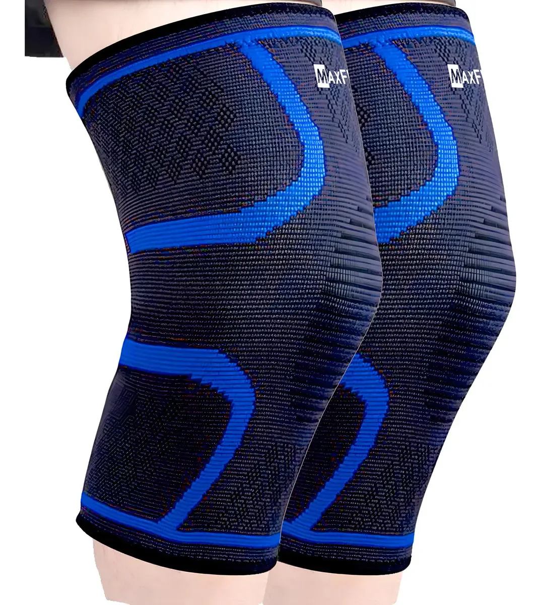 Joelheiras elásticas de compressão Gym Sport Hx900, marca Maxfit, cor: azul, tamanho médio