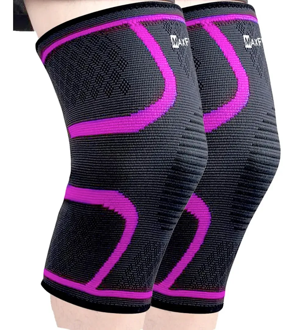 Joelheiras de compressão elástica Gym Sport Hx900, marca Maxfit, cor: rosa, tamanho médio
