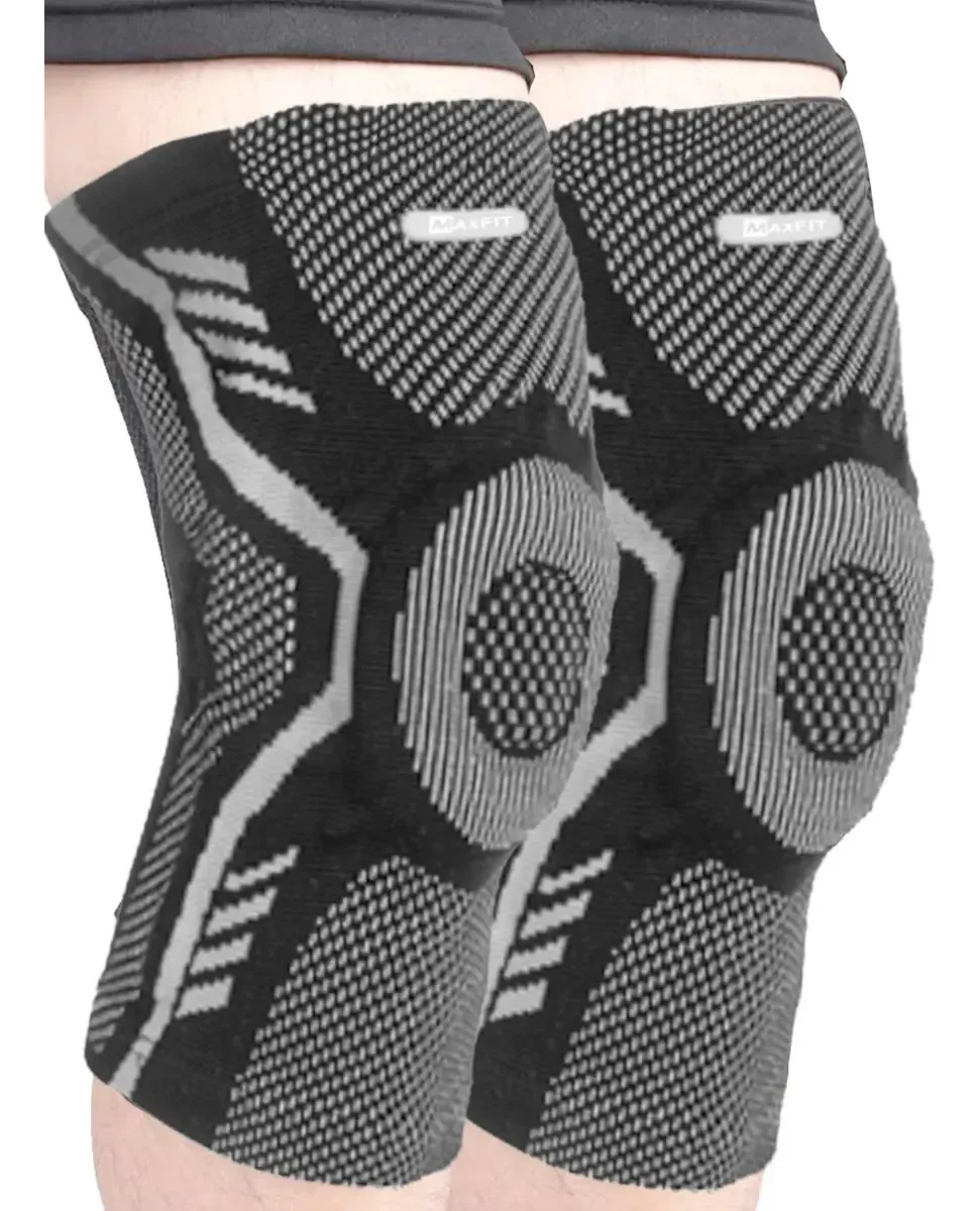 Joelheiras esportivas de compressão e proteção MaxFit/HX930, cor cinza, tamanho G