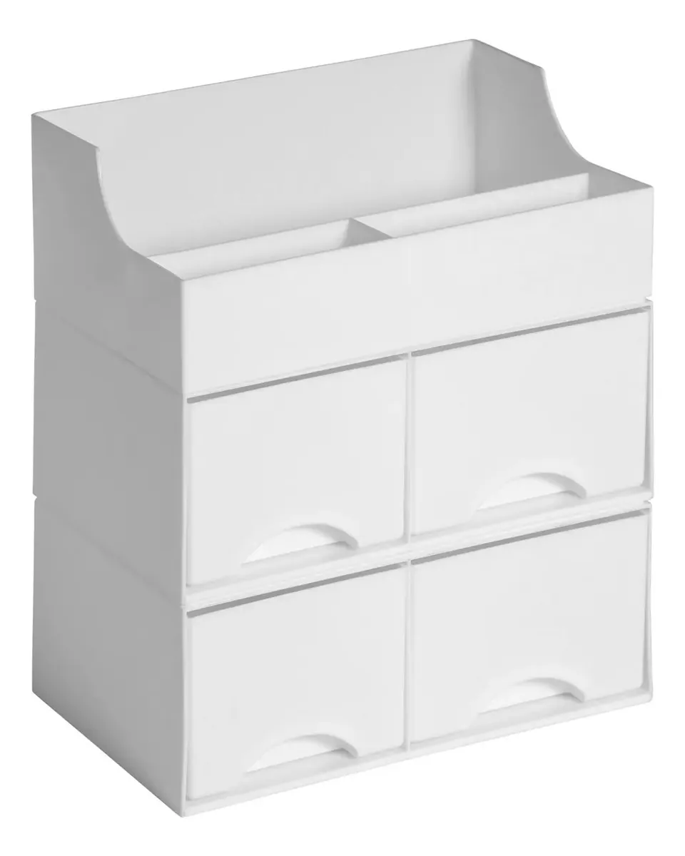 Organizador prático de cosméticos e maquiagem Ravena Ivie — penteadeira ou banheiro — 4 gavetas, 3 camadas, altura 28,5 cm — Cor branca