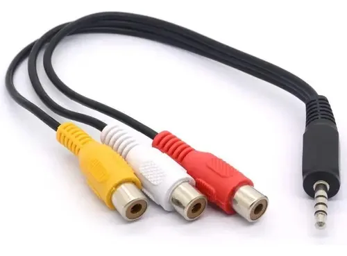 Cabo Mini Plug 3.5 Rca 3 Hembra Jack Auxiliar de Áudio e Vídeo