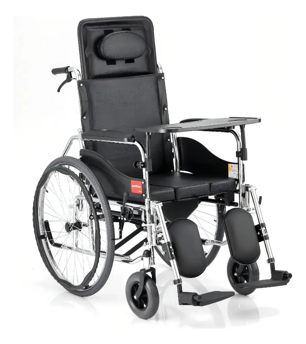 Cadeira de rodas com travesseiro, mesa e cômoda Yuwell H008b cor preta