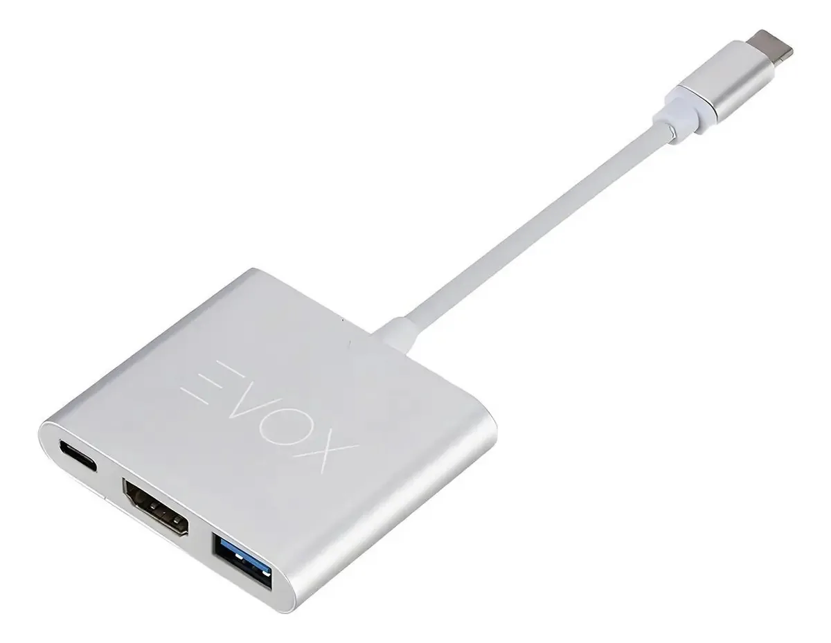 Adaptador de hub USB C A: Usb 3.0/Hdmi/Usb C - PC ou Mac, cor prateada