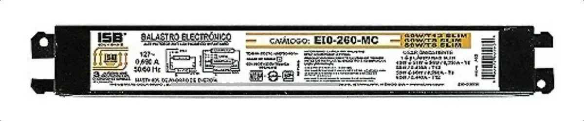 Lastro fluorescente 2x60w (anteriormente 2x75w) T-8 T-12