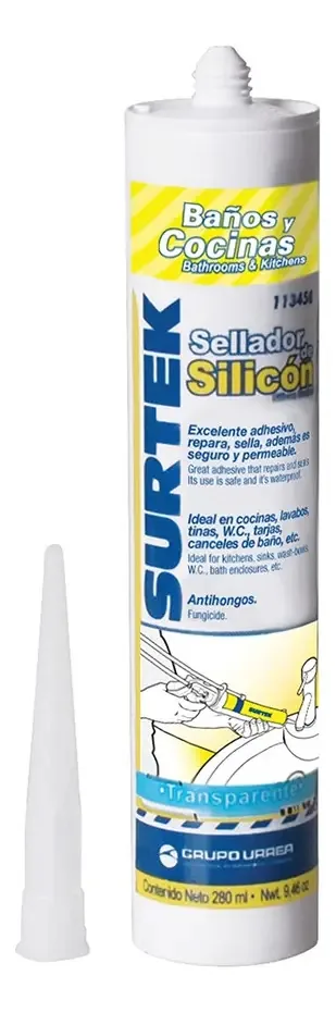 Cartucho transparente de silicone para banheiros e cozinhas 280ml Surtek