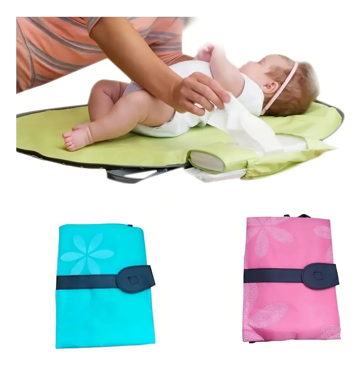 Bolsa de troca de bebê portátil impermeável fúcsia