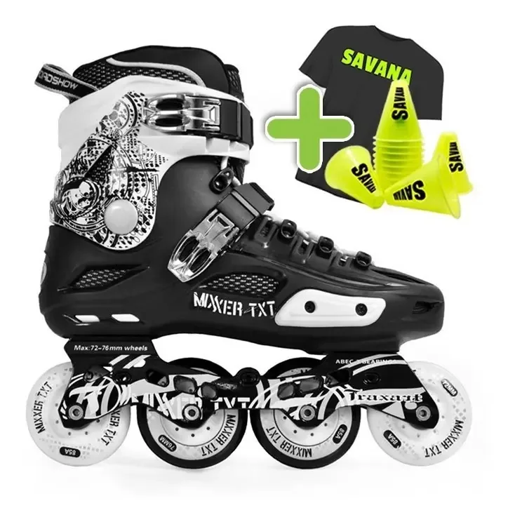 Patins Traxart Mixxer Preto Slalom/ Urbano + Cones Tamanho Dos Patins 36