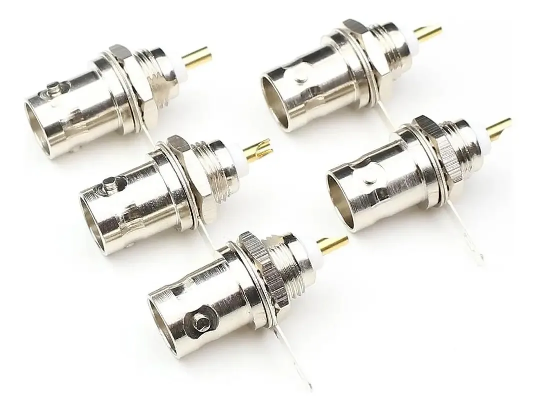 Conectores coaxiais BNC femininos Anhan, 5 peças, 40,8 g, prata