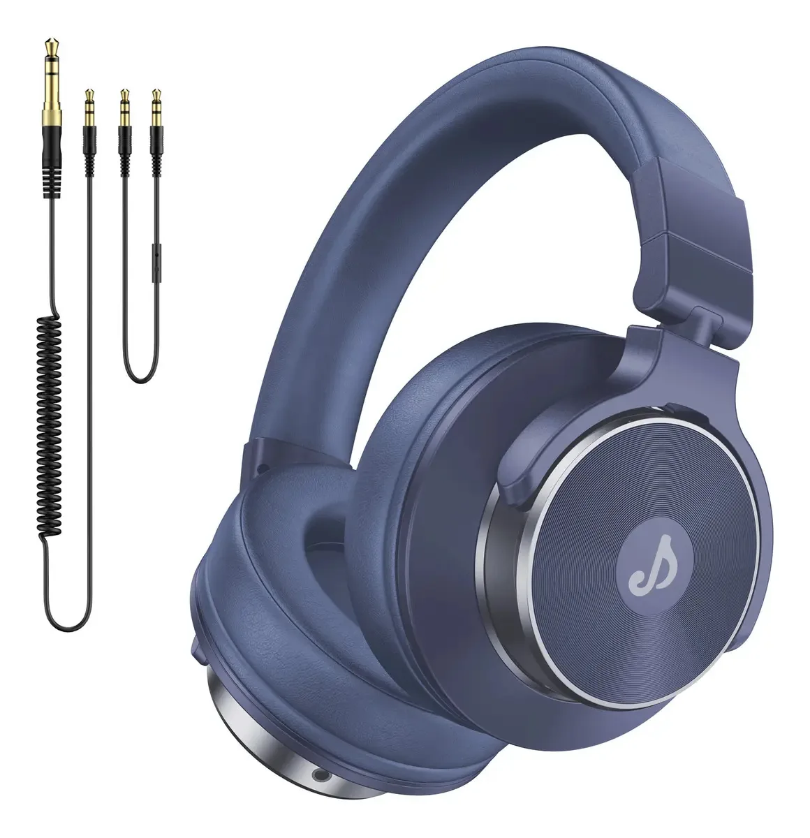 Fones de ouvido de DJ com cabo para estúdio e monitoramento, cor azul de 50 mm