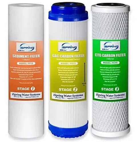 Pacote de substituição do filtro de água de osmose reversa Ispring F3